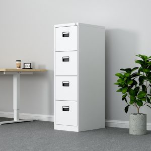 Lockable White Metal 4 Drawer Card Box File Cabinet/ Four Drawer Lateral Steel Filing Cabinets