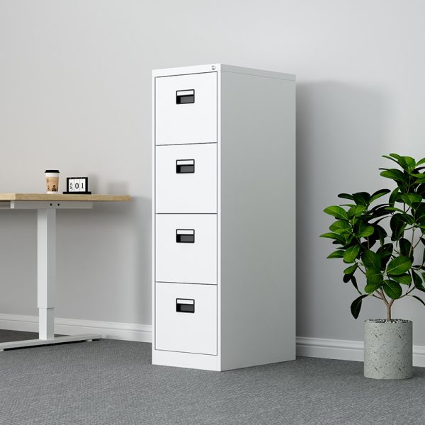 Lockable White Metal 4 Drawer Card Box File Cabinet/ Four Drawer Lateral Steel Filing Cabinets