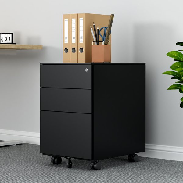 3 Drawer Mobile Pedestal Metal Filing Cabinet Office Movable Steel File Cabinet