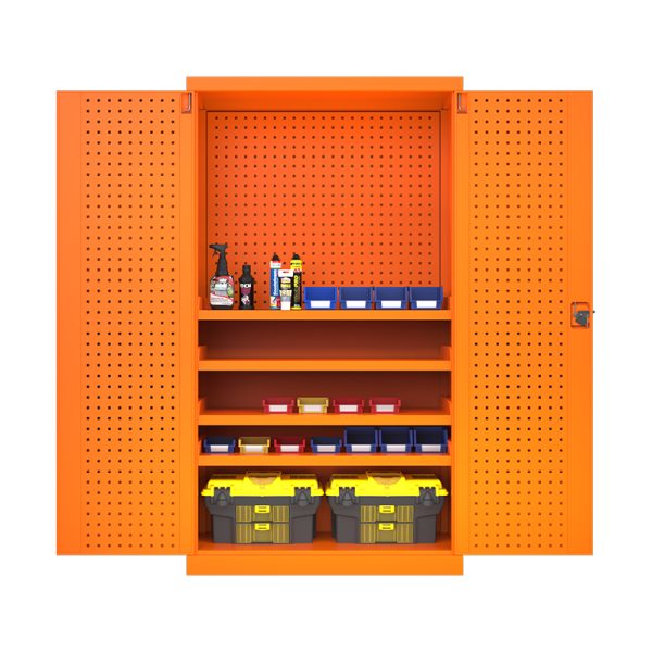 Modular Metal customized tool trolley cabinet blue garage 4pcs adjustable shelves with pegboard tool cabinet - 图片 3