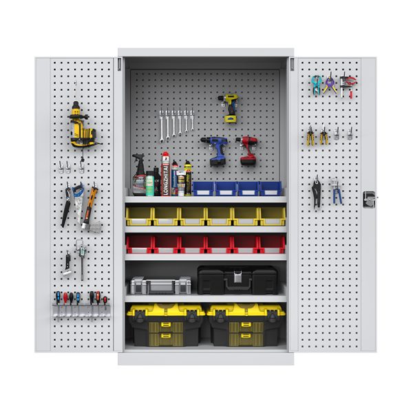 Modular Metal customized tool trolley cabinet blue garage 4pcs adjustable shelves with pegboard tool cabinet - 图片 2