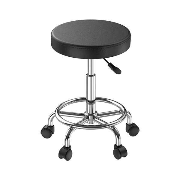 High Quality PU Leather Black Color Round Bar Stools Chair Adjustable Swivel Round Lab Chairs Stools