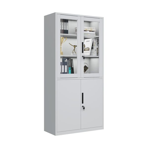 Manufacture Wide Filing Cabinet with Glass Shelves for Office Bedroom Outdoor School Use Metal Storage Side Cabinet - 图片 2