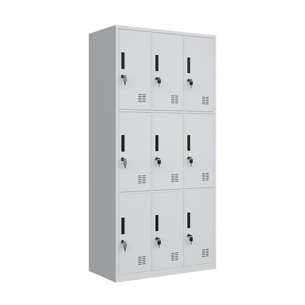 Gym Closet School Office Cupboard Locker Cabinet 9 Door Steel Locker Metal Staff Wardrobe Iron Storage Worker Lockers - 图片 2