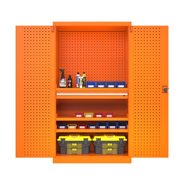 Metal Heavy Tool Customized Tools Cabinet Storage Blue Garage Adjustable Shelves With Pegboard and One Drawer Tool Cabinet - 图片 4
