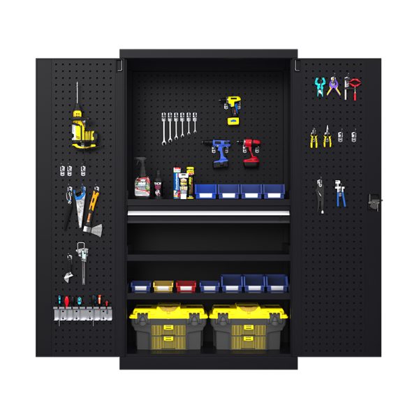 Metal Heavy Tool Customized Tools Cabinet Storage Blue Garage Adjustable Shelves With Pegboard and One Drawer Tool Cabinet - 图片 3