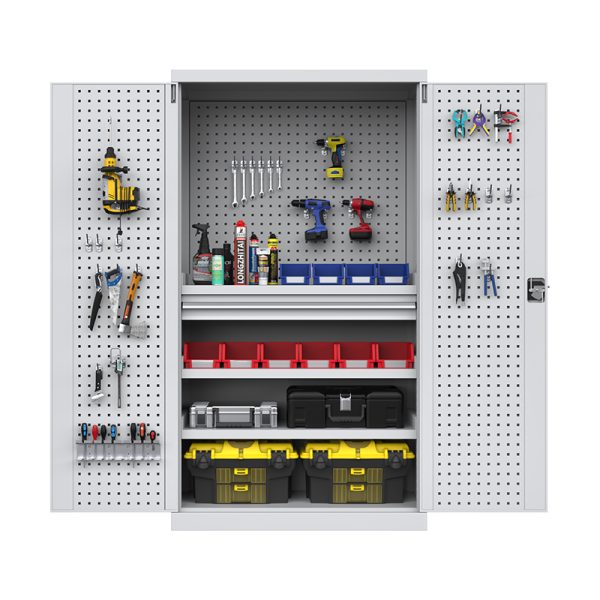 Metal Heavy Tool Customized Tools Cabinet Storage Blue Garage Adjustable Shelves With Pegboard and One Drawer Tool Cabinet - 图片 2