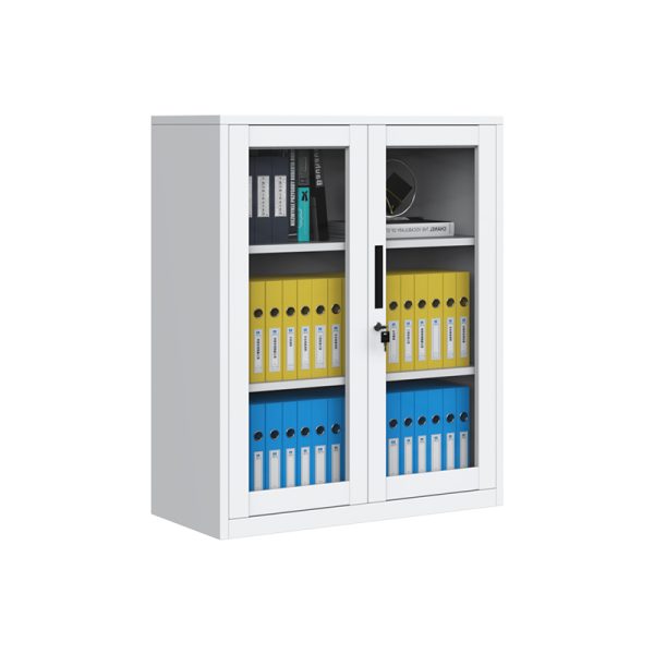 Customized Half Height 2 Glass Doors Steel Metal File Storage Cabinet Archivadores De Oficina Filing Cabinets
