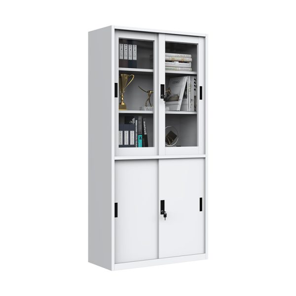 Premium Steel glass-Door Filing Cabinet with Adjustable Shelf and Customizable Metal Storage Cupboard for Home and School Office Use
