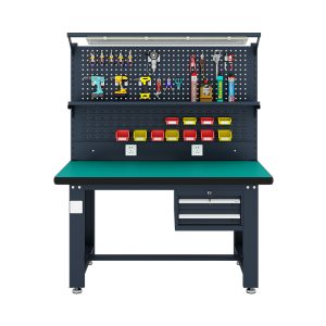 Wholesale Heavy Duty Workbench Mental Steel Tool Cabinet With Two Pegboard Workbench Cabinet Stainless Steel With Two Drawers
