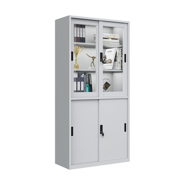 Premium Steel glass-Door Filing Cabinet with Adjustable Shelf and Customizable Metal Storage Cupboard for Home and School Office Use - 图片 2