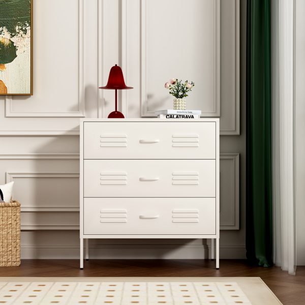 Modern White 3-Drawer Dresser with Textured Fronts - Minimalist Bedroom & Living Room Storage - 图片 2