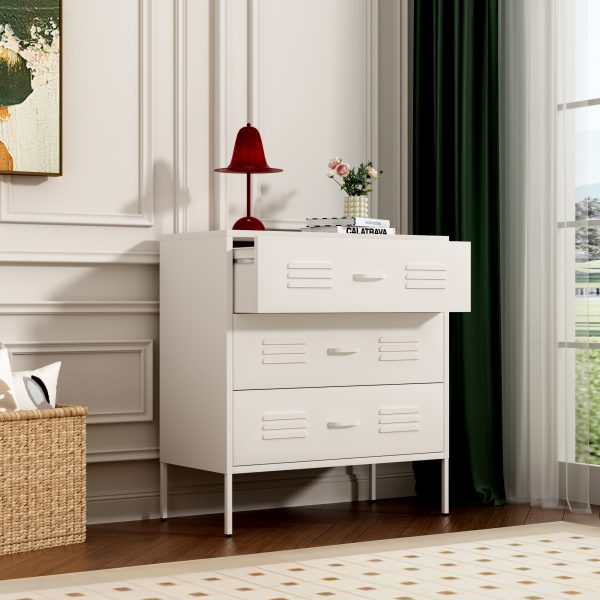 Modern White 3-Drawer Dresser with Textured Fronts - Minimalist Bedroom & Living Room Storage - 图片 3