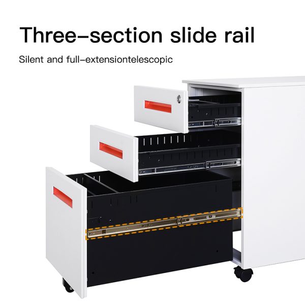 Mobile Steel Cabinet With 3 Drawers Pedestal Movable Utility Storage For Office For Filing - 图片 2