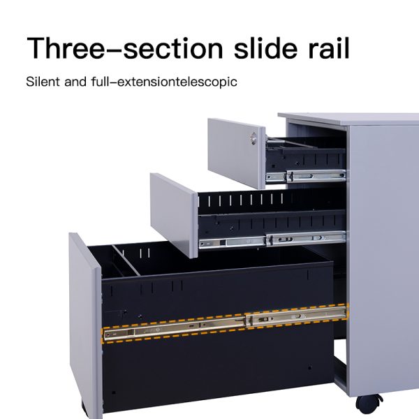 Factory Custom Metal File Storage Cabinet With 3 Drawer Steel Movable Cabinet Mobile Pedestal For Home Office School Grey - 图片 2