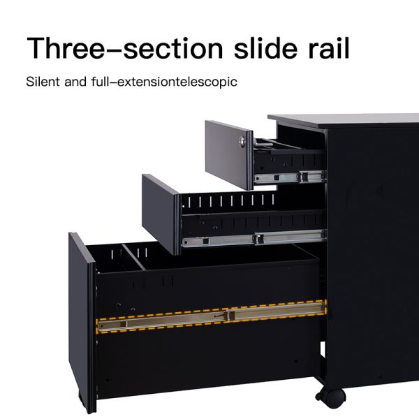 3 Drawer Mobile Pedestal Metal Filing Cabinet Office Movable Steel File Cabinet - 图片 2