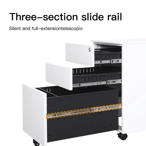 Easy Assemble 3 Drawer Cabinet With Wheels Office Mobile Filing Cabinet Movable Pedestal Metal Storage Mobile Pedestal - 图片 2