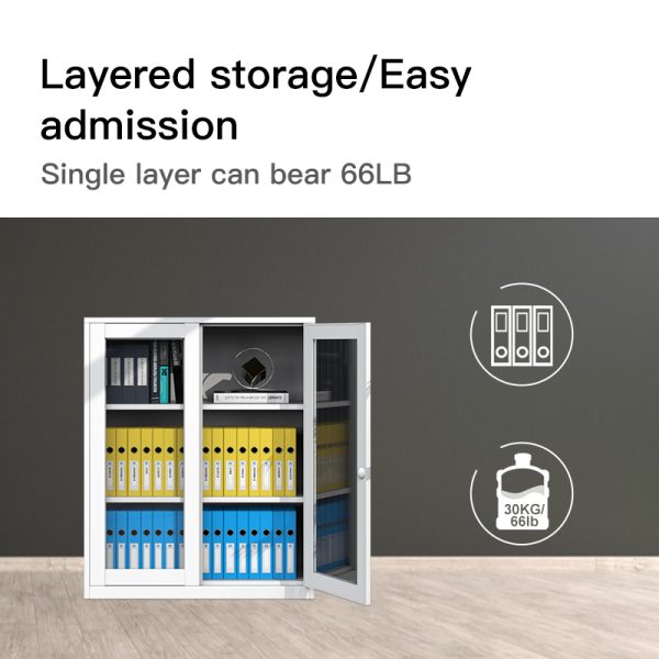Customized Half Height 2 Glass Doors Steel Metal File Storage Cabinet Archivadores De Oficina Filing Cabinets - 图片 4