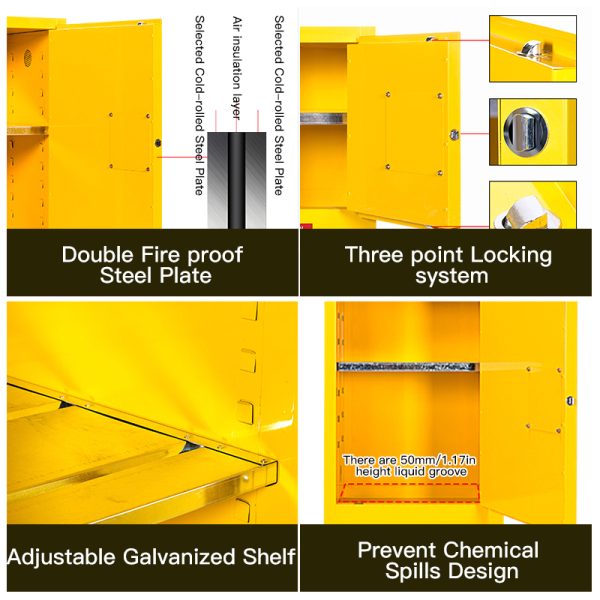 Industrial Biological Stainless Steel Laboratory Fireproof Flammable Liquid Safety Chemical Storage Cabinet - 图片 4