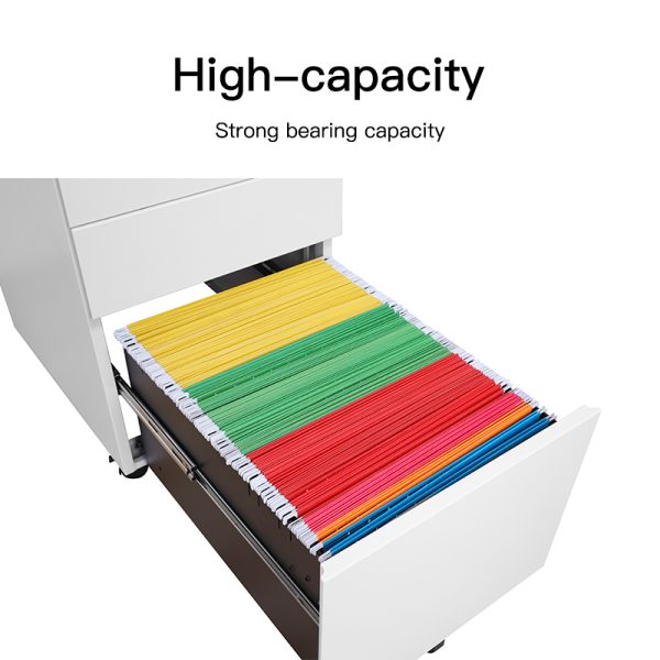 Easy Assemble 3 Drawer Cabinet With Wheels Office Mobile Filing Cabinet Movable Pedestal Metal Storage Mobile Pedestal - 图片 3