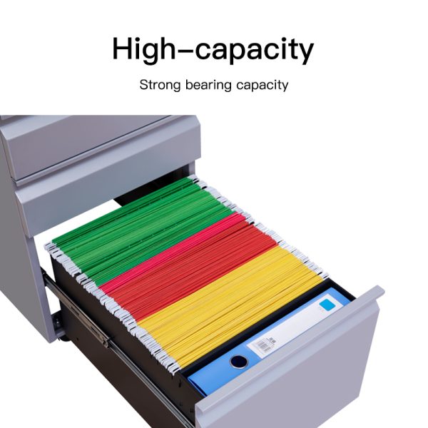 3 Drawer Mobile Pedestal Metal Filing Cabinet Office Movable Steel File Cabinet - 图片 3
