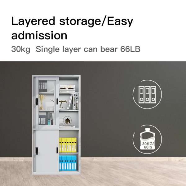 Premium Steel glass-Door Filing Cabinet with Adjustable Shelf and Customizable Metal Storage Cupboard for Home and School Office Use - 图片 4
