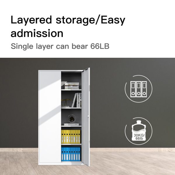 Customized 2 Doors Office Metal Storage Cabinet Steel Cupboard Metal Cabinet Filing Cabinet With 4 Shelves - 图片 4
