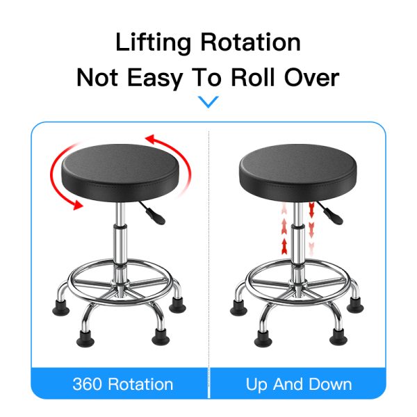 Modern Commercial Furniture Height Adjustable Leather Seat With Wheels for Lab Stools Workshop & Hospital Use Metal Design - 图片 2
