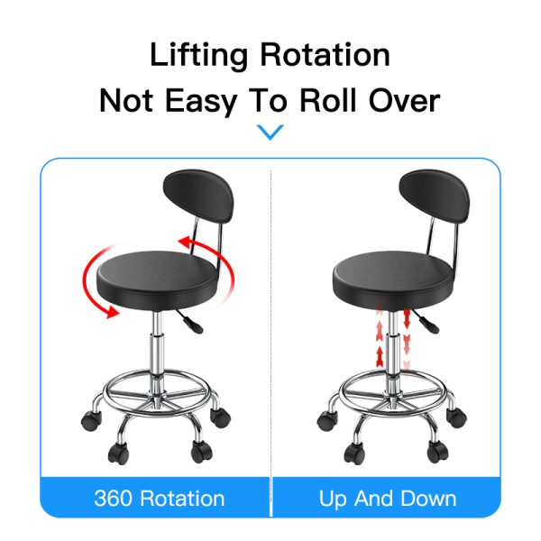 Modern Adjustable High Back Bar Stool Leather Swivel Counter Height lab Stool lab Chairs Stool With Wheels - 图片 2
