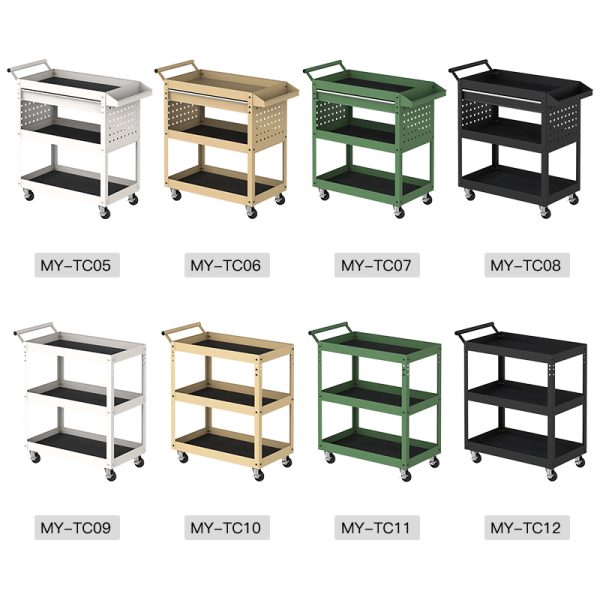 Tool cart with pegboard workshop metal tool cabinet with handle and wheel storage tool cabinet - 图片 4