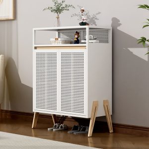 Modern Steel and Wood Combined Cabinet for Home for Small Living Room or Bathroom for Hotels Includes Iron Door