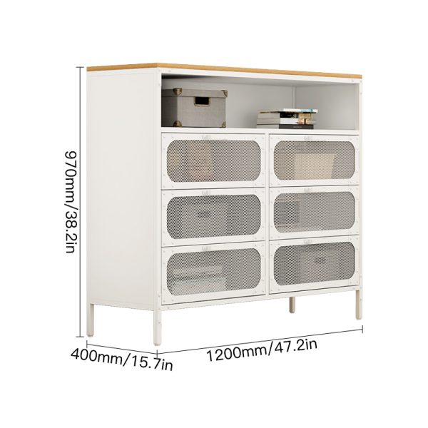 Industrial Sideboard Metal Frame Storage Cabinet with Wooden Top Home Furniture for Restaurant Café Home Office Display - 图片 2