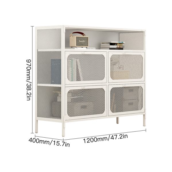 Modern Extendable Metal Bookcase TV Stand with Screen Door Design for Living Room Bedroom Home or Hotel Furniture - 图片 2