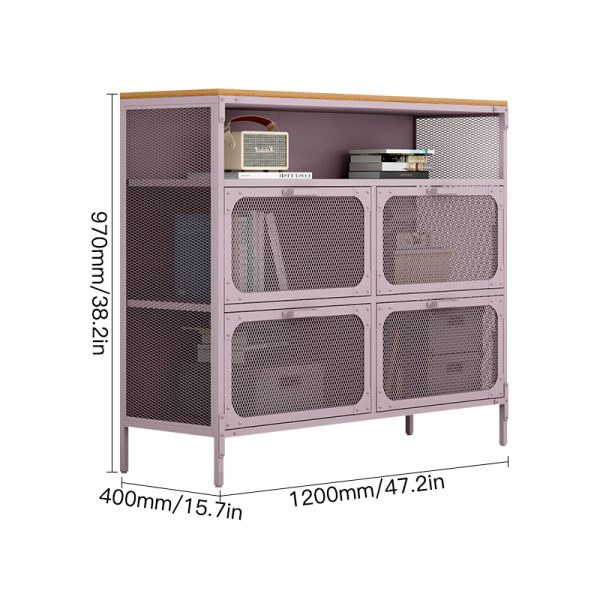 Steel & Wood Living Room Cabinet with Extendable Net Door Office & Household Furniture for Home Bar Retail Display Home Use - 图片 2