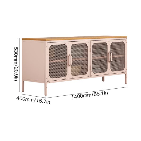 High Quality Steel and Wooden Mesh Door TV Cabinet for Office & Household Furniture Living Room Cabinets with Locker Storage - 图片 2