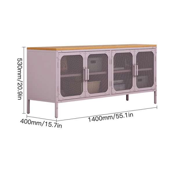 Mid-Century Modern Steel Wooden Storage Cabinet Net Door TV Stand Furniture for Living Room Commercial Office Household Villas - 图片 2