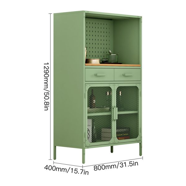 High Quality Steel Storage Cabinet for Home Use Living Room Net Door Metal Wood Lockers with Drawer Space-Saving Design - 图片 2
