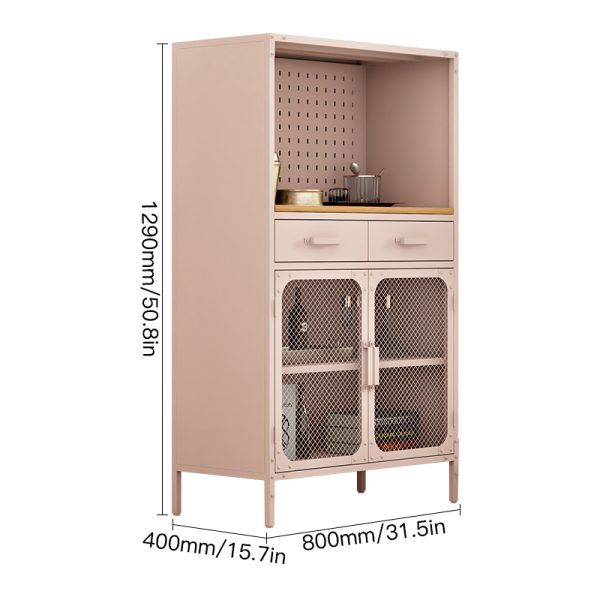 Best-Selling Modern Wooden Grid Door Storage Cabinets Commercial Steel Furniture for Villa Home Farmhouse Hotel Kitchen Bedroom - 图片 2