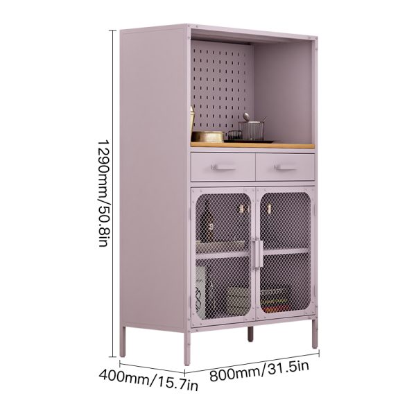 Space-Saving Steel Storage Cabinet for Home Use Living Room Bookcase Net Door Metal Wood Lockers Drawer for Home Bar Furniture - 图片 2