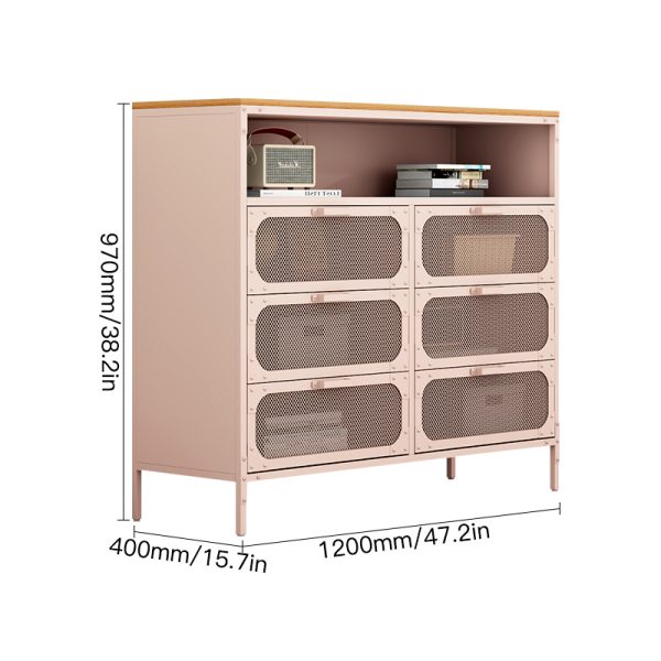 Best-Selling Modern Steel Lockers Simple Living Room Furniture with Wooden Top Texture Cabinets for Home Bar Villa - 图片 2