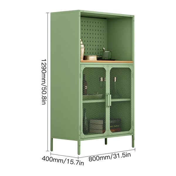 Modern Green Sideboard Storage Cabinet with Net Door Shoe Cabinet for Home or Commercial Use for Living Room Hotels Hospitals - 图片 2