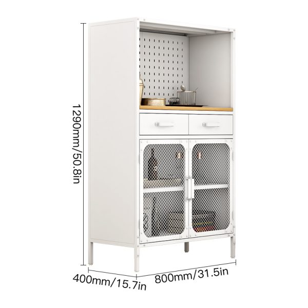 Multi-Compartment Metal Mesh Storage Cabinet Wooden Top Home Office Retail Display Hotel Use Saving Steel Living Room Cabinets - 图片 2