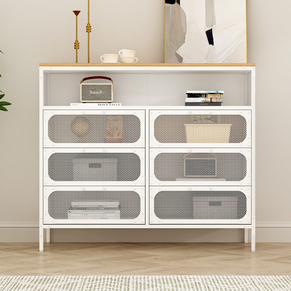 Industrial Sideboard Metal Frame Storage Cabinet with Wooden Top Home Furniture for Restaurant Café Home Office Display