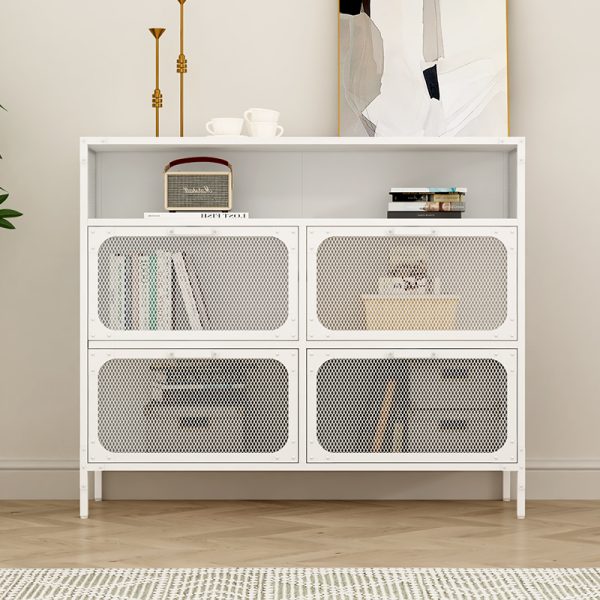Modern Extendable Metal Bookcase TV Stand with Screen Door Design for Living Room Bedroom Home or Hotel Furniture - 图片 3