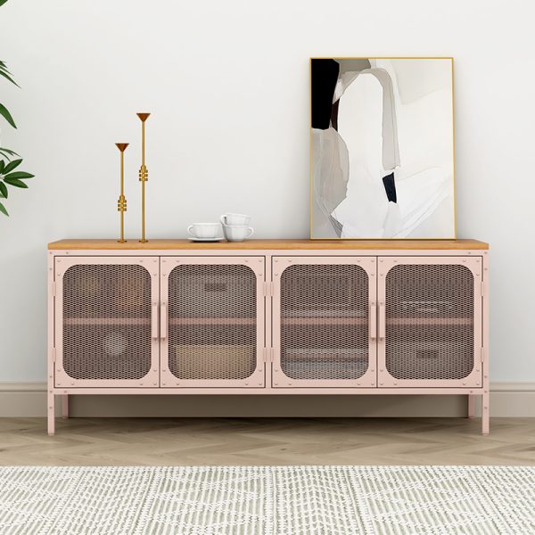 High Quality Steel and Wooden Mesh Door TV Cabinet for Office & Household Furniture Living Room Cabinets with Locker Storage