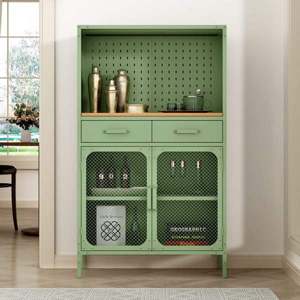 High Quality Steel Storage Cabinet for Home Use Living Room Net Door Metal Wood Lockers with Drawer Space-Saving Design - 图片 3