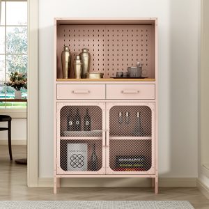 Best-Selling Modern Wooden Grid Door Storage Cabinets Commercial Steel Furniture for Villa Home Farmhouse Hotel Kitchen Bedroom