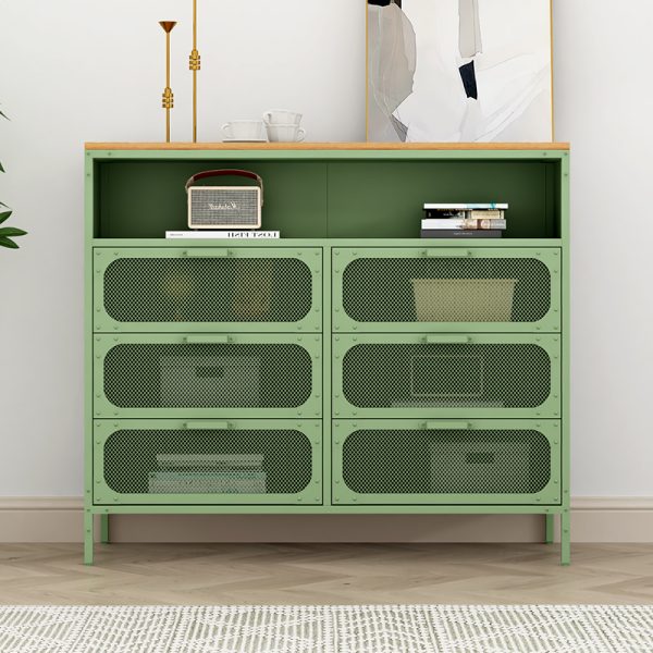 Monden Extendable Metal Sideboard Cabinets 6-Door Wooden Mesh Door Furniture Storage for Home Bar Bedroom Modern Living Room - 图片 3