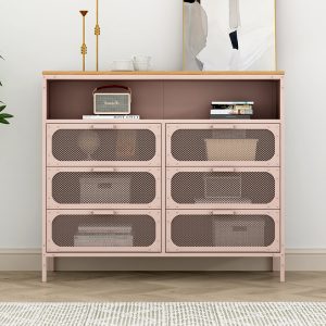 Best-Selling Modern Steel Lockers Simple Living Room Furniture with Wooden Top Texture Cabinets for Home Bar Villa