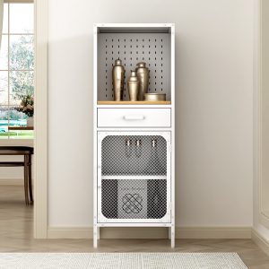 Modern European Style Steel Sideboard Living Room Cabinet Mesh Doors Dining Storage Display Cabinet Home Furniture Steel Drawers